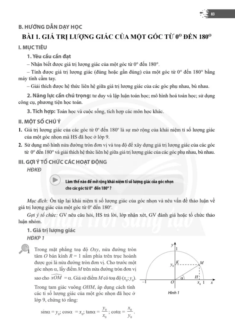 Bài 1. Giá trị lượng giác của một góc từ 0° đến 180