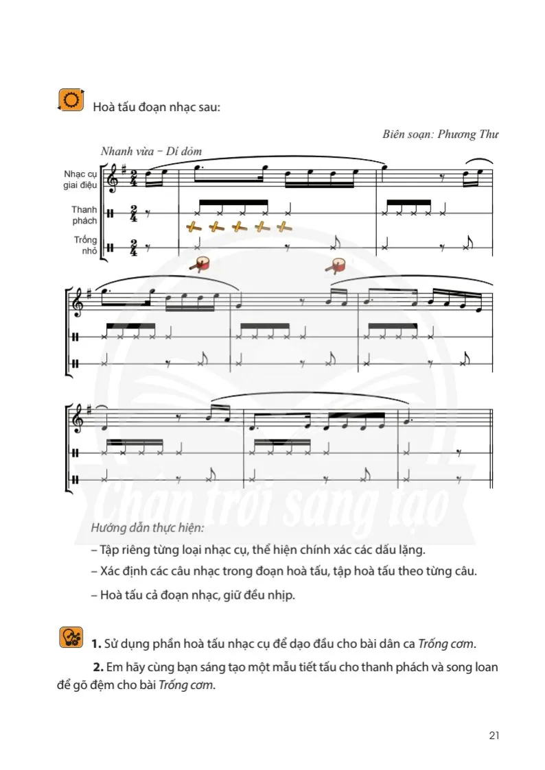 Bài 7: Nhạc cụ: Thực hành đệm hát bài dân ca Trống Cơm