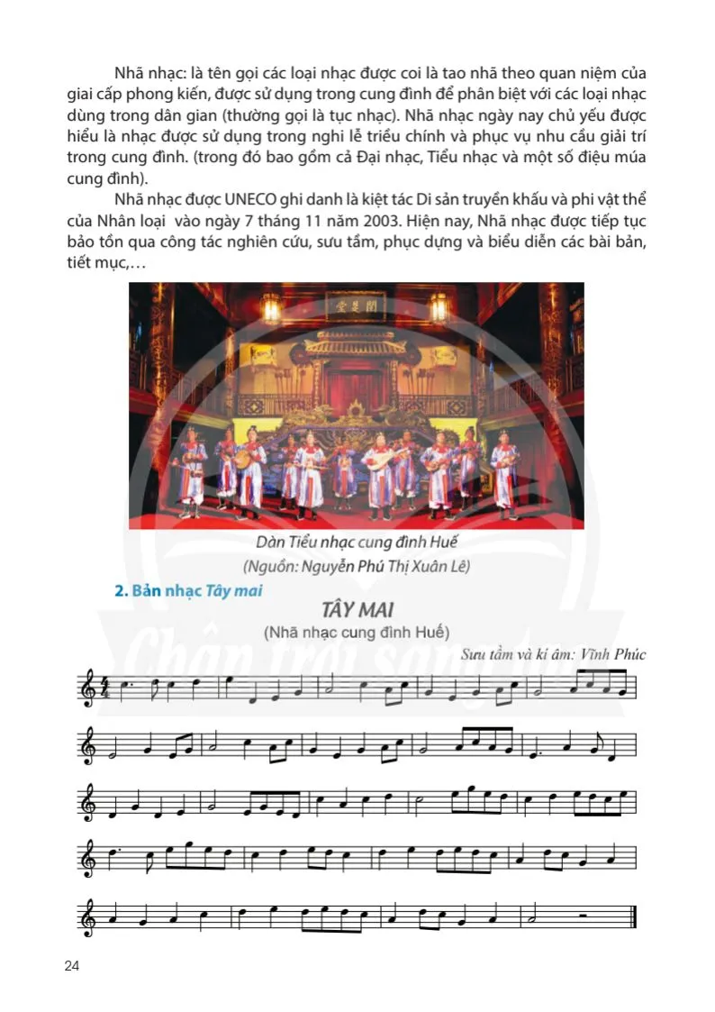 Bài 9: Nghe nhạc: Bản nhạc Tây Mai (Thuộc âm nhạc cung đình triều Nguyễn)