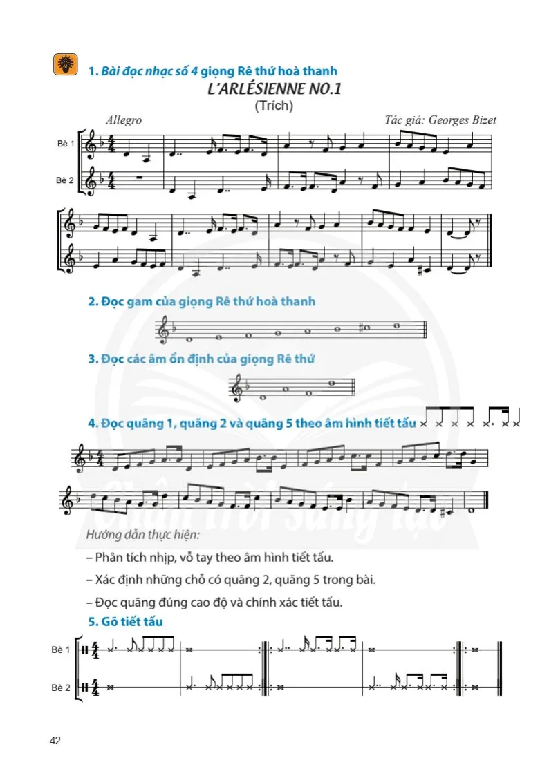 Bài 17: Đọc nhạc: Bài đọc nhạc số 4 giọng Rê thứ hoà thanh