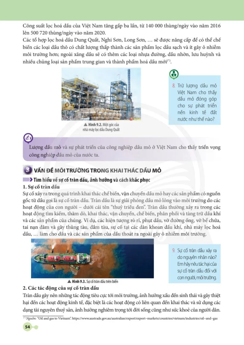 Bài 9. Sản xuất dầu mỏ – Vấn đề môi trường –Nguồn nhiên liệu thay thế dầu mỏ.