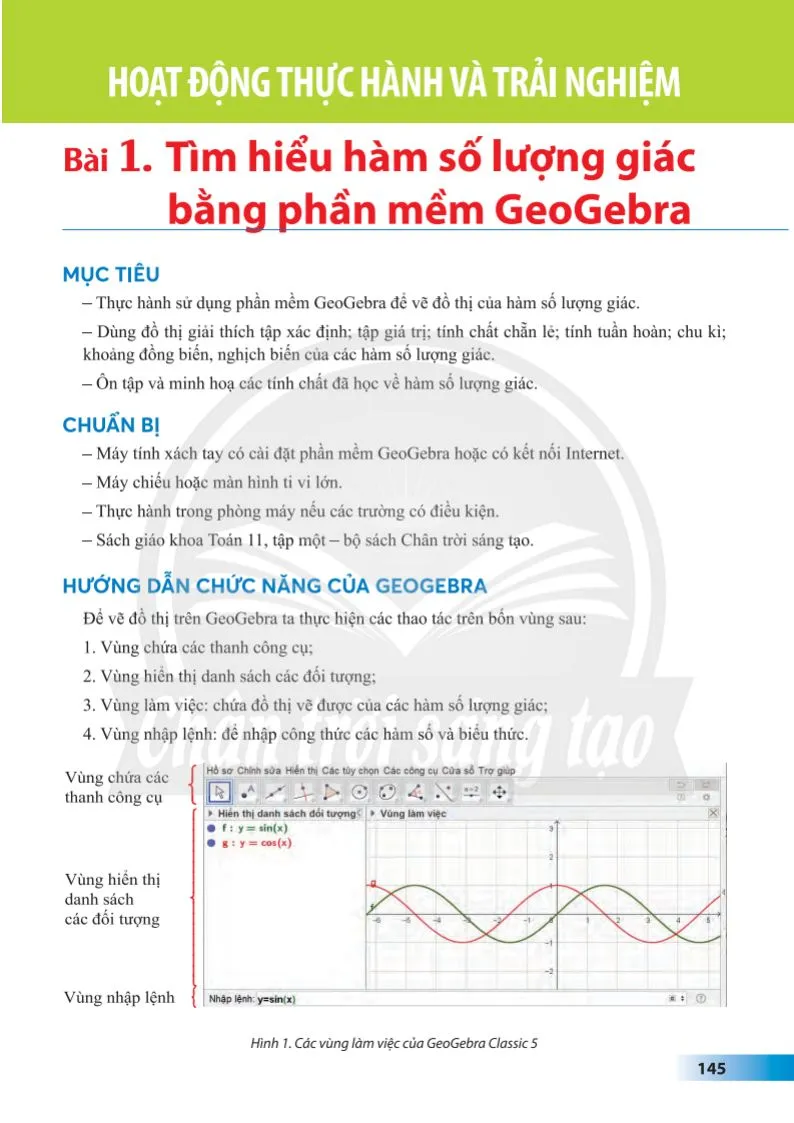 Bài 1. Tìm hiểu hàm số lượng giác bằng phần mềm GeoGebra 