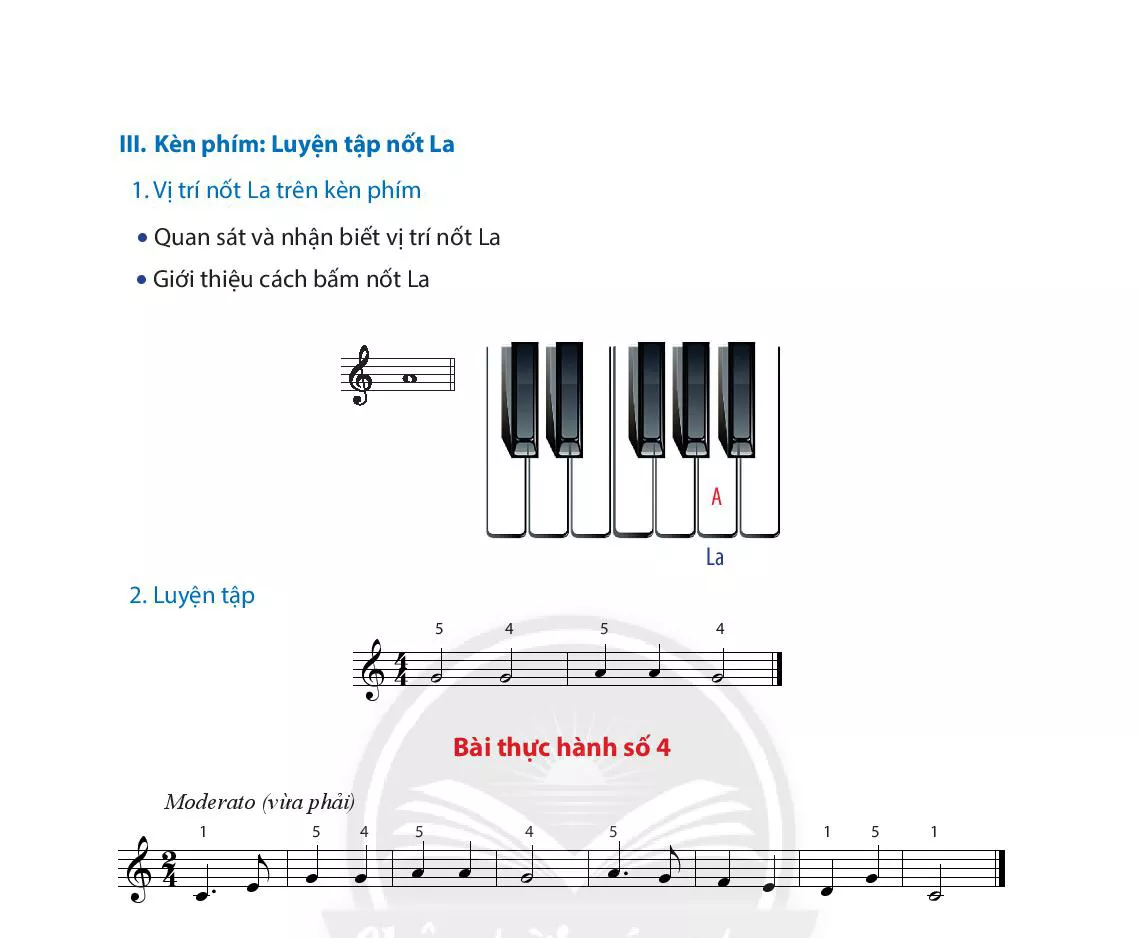 Nhạc cụ tiết tấu: Bài thực hành số 4 Nhạc cụ giai điệu: Bài thực hành số 4 nhạc cụ sáo recorder hoặc kèn phím 