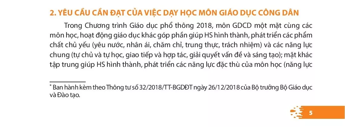 2. Yêu cầu cần đạt của việc dạy học môn Giáo dục Công dân