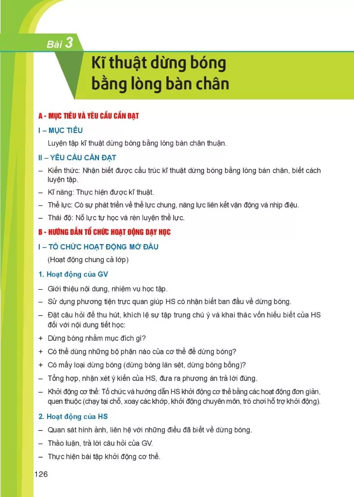 Bài 2. Kĩ thuật đá bóng bằng lòng bàn chân 