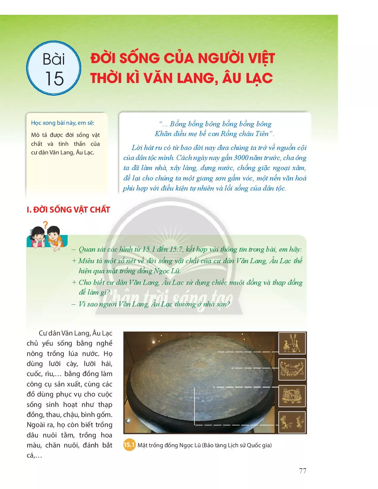Bài 15. Đời sống của người Việt thời kì Văn Lang, Âu Lạc