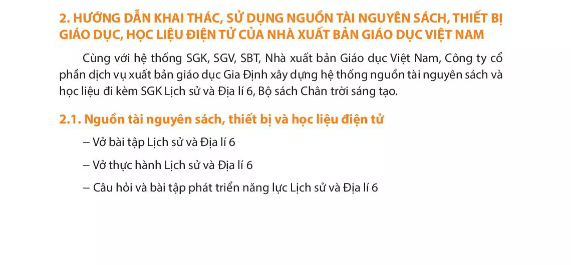2. Hướng dẫn khai thác, sử dụng nguồn tài nguyên sách, thiết bị giáo dục, học liệu điện tử của Nhà xuất bản Giáo dục Việt Nam