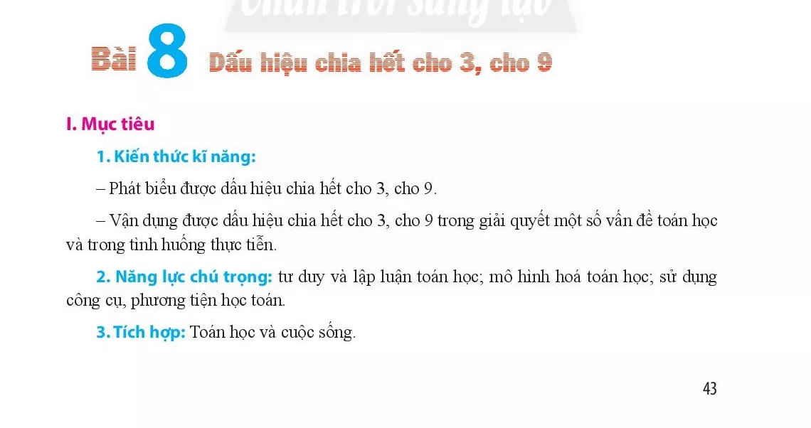 Bài 8. Dấu hiệu chia hết cho 3, cho 9 