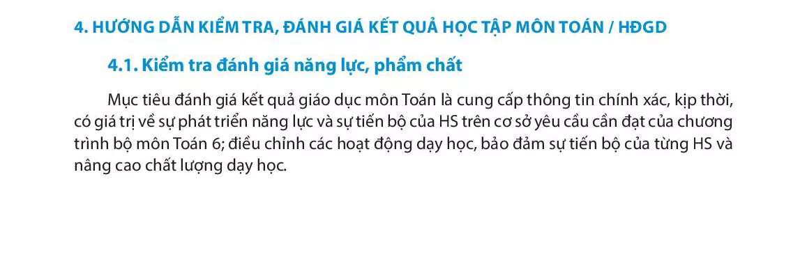 4. Hướng dẫn kiểm tra, đánh giá kết quả học tập môn Toán 6/ HĐGD 