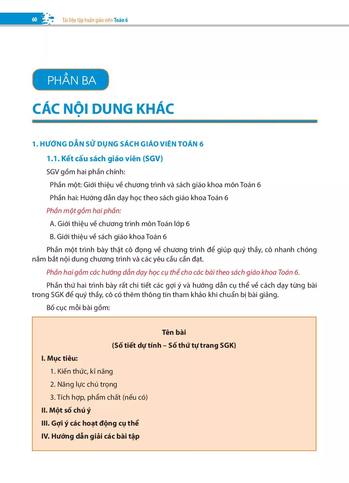 Phần ba: Các nội dung khác