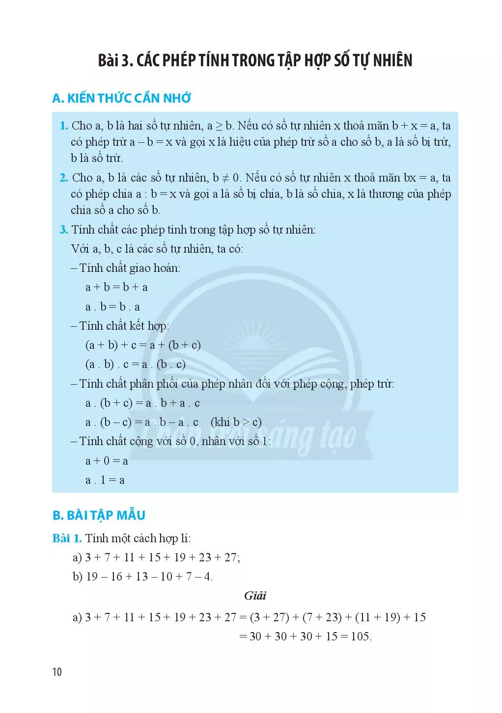 Bài 3. Các phép tính trong tập hợp số tự nhiên