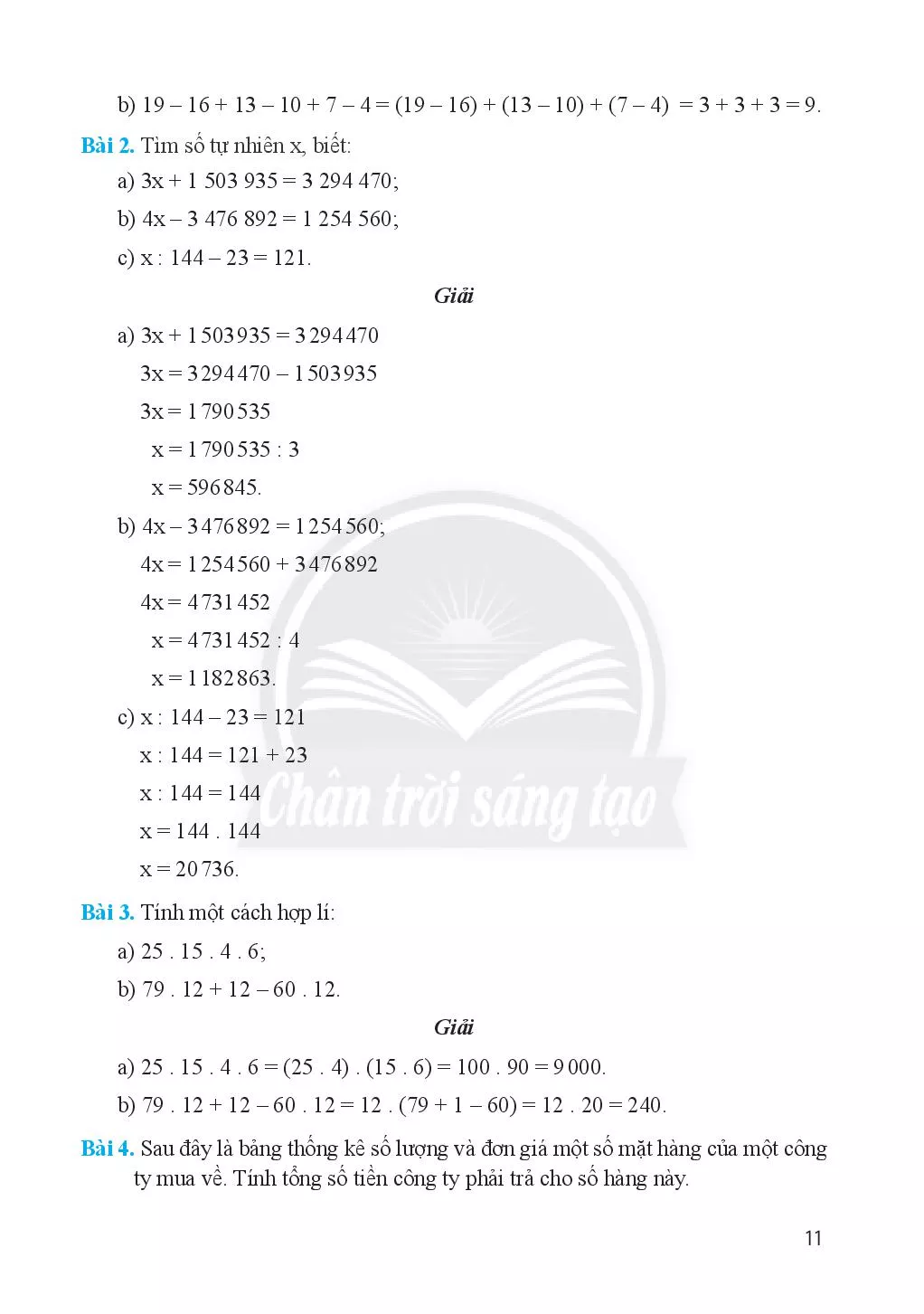 Bài 3. Các phép tính trong tập hợp số tự nhiên