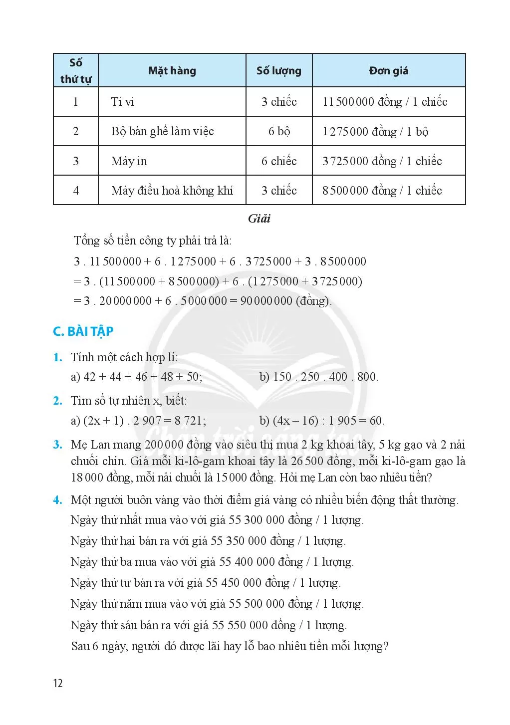 Bài 3. Các phép tính trong tập hợp số tự nhiên