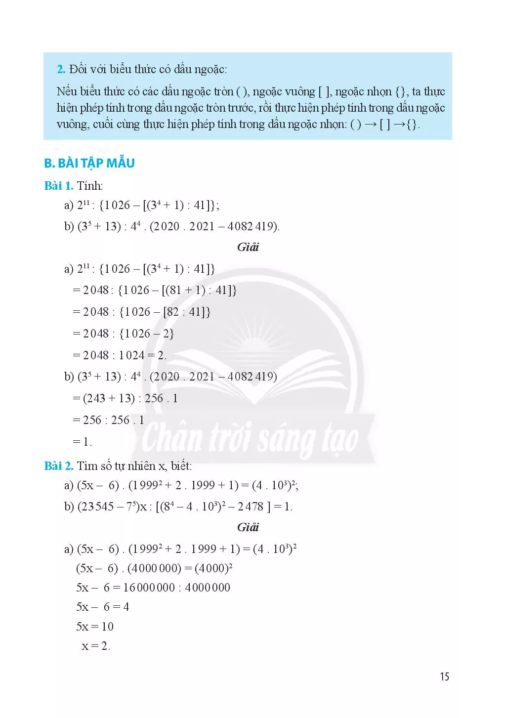 Bài 5. Thứ tự thực hiện các phép tính.