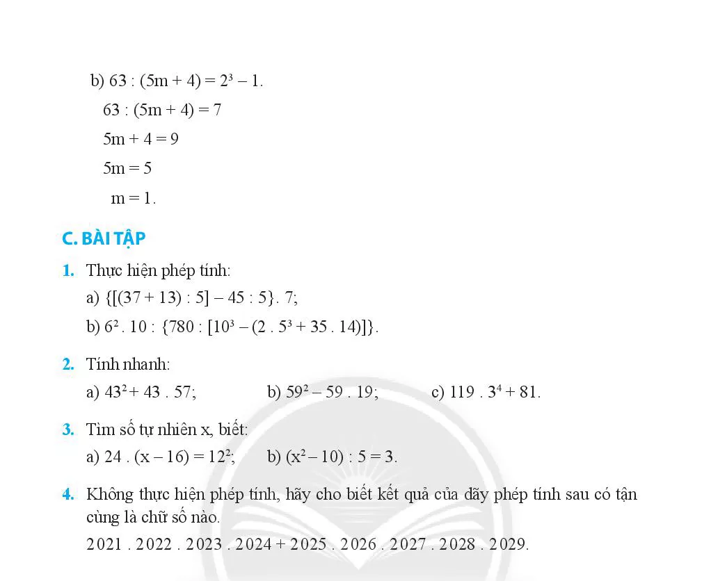 Bài 5. Thứ tự thực hiện các phép tính.