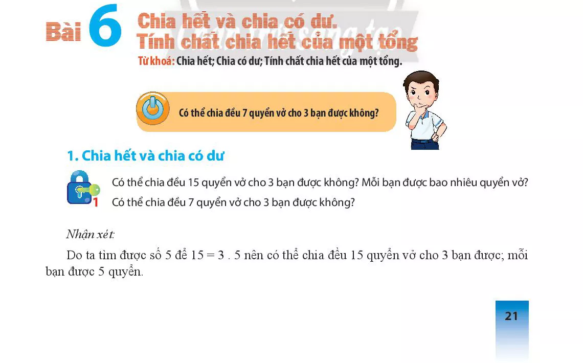 Bài 6. Chia hết và chia có dư. Tính chất chia hết của một tổng 