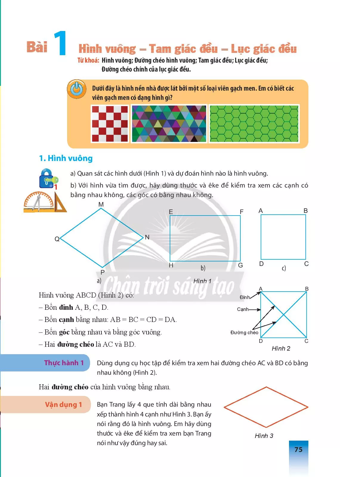 Bài 1. Hình vuông - Tam giác đều - Lục giác đều