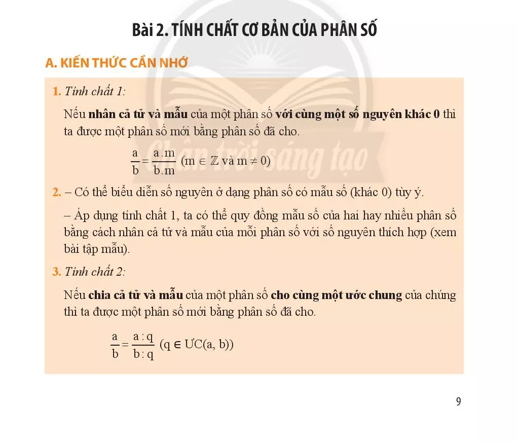 Bài 2. Tính chất cơ bản của phân số  