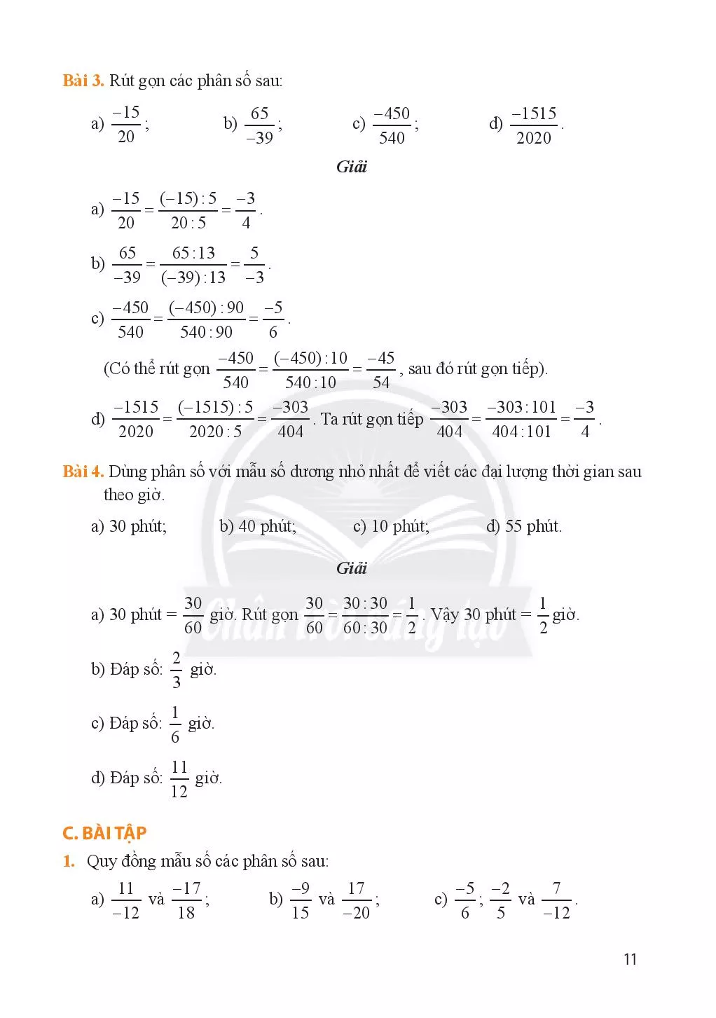 Bài 2. Tính chất cơ bản của phân số  