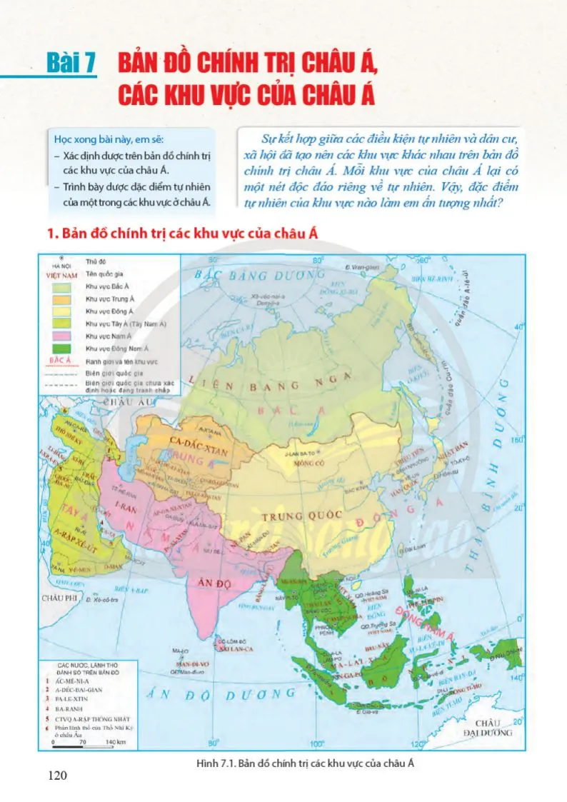 Bài 7. Bản đồ chính trị châu Á, các khu vực của châu Á