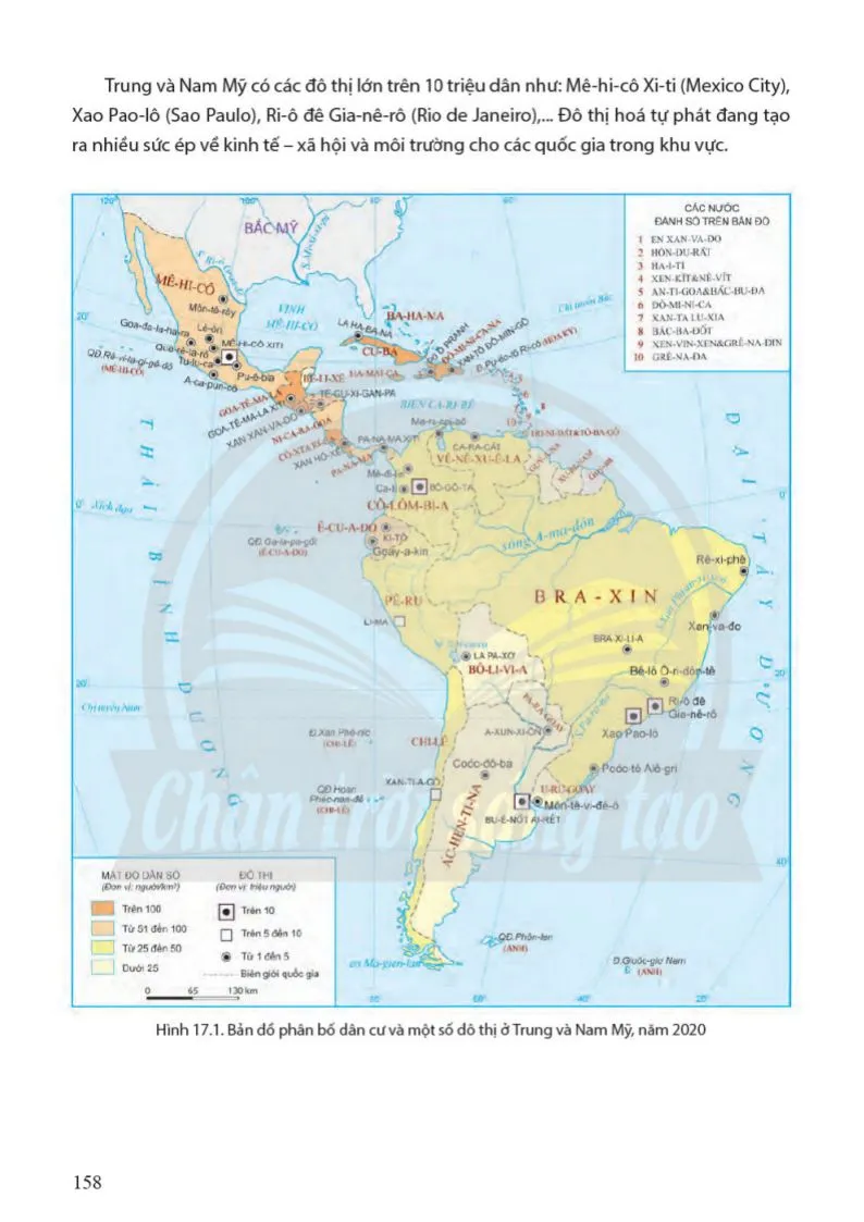 Bài 17. Đặc điểm dân cư Trung và Nam Mỹ, vấn đề đô thị hoá, văn hoá Mỹ Latinh.