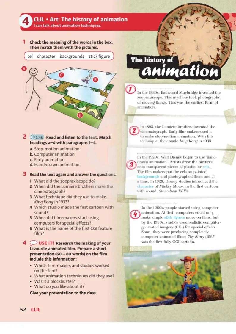 CLIL: The history of animation p52