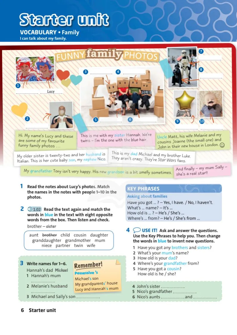 p6 Family brother, father, husband, etc. Key phrases: Asking about families