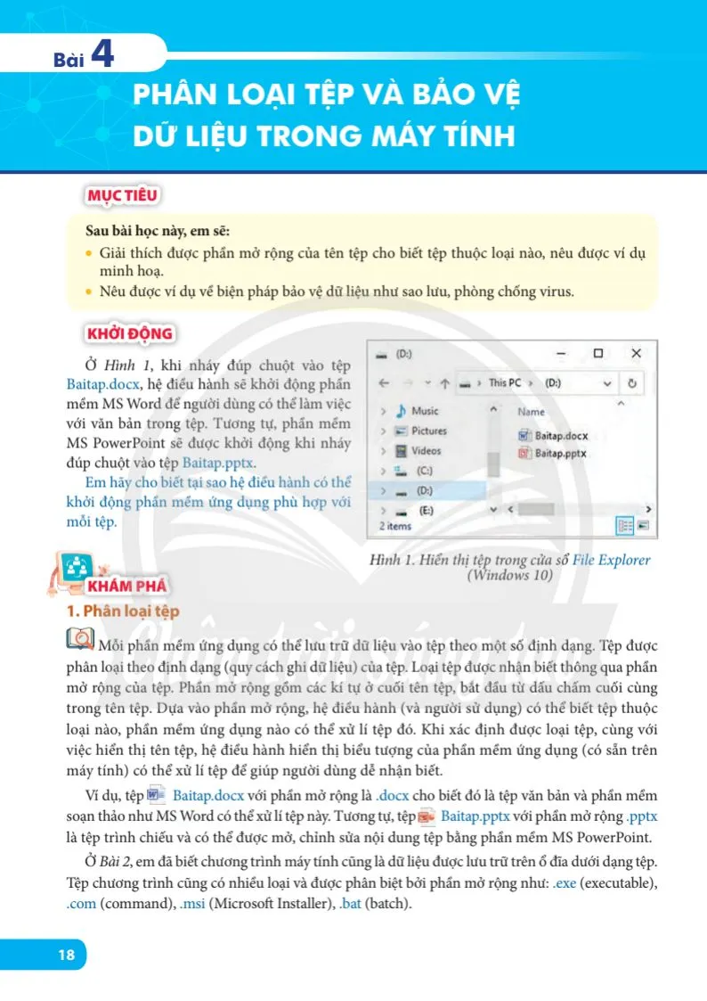 Bài 4. Phân loại tệp và bảo vệ dữ liệu trong máy tính