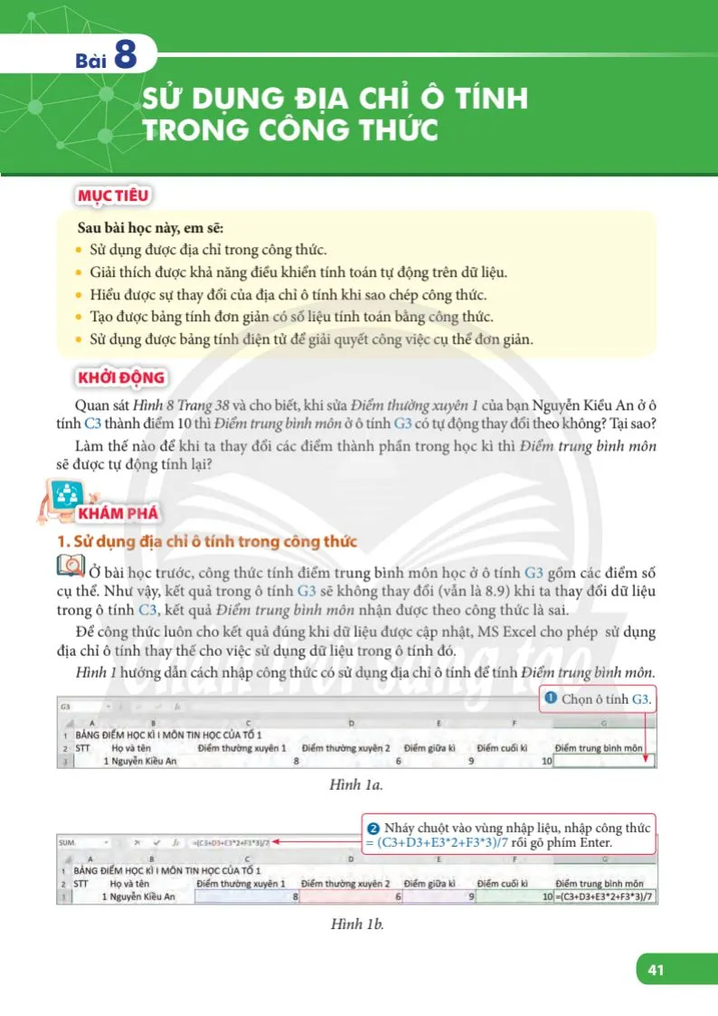 Bài 8. Sử dụng địa chỉ ô tính trong công thức