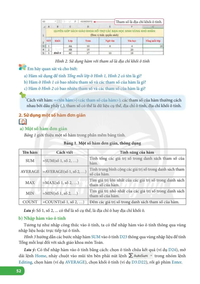 Bài 10. Sử dụng hàm để tính