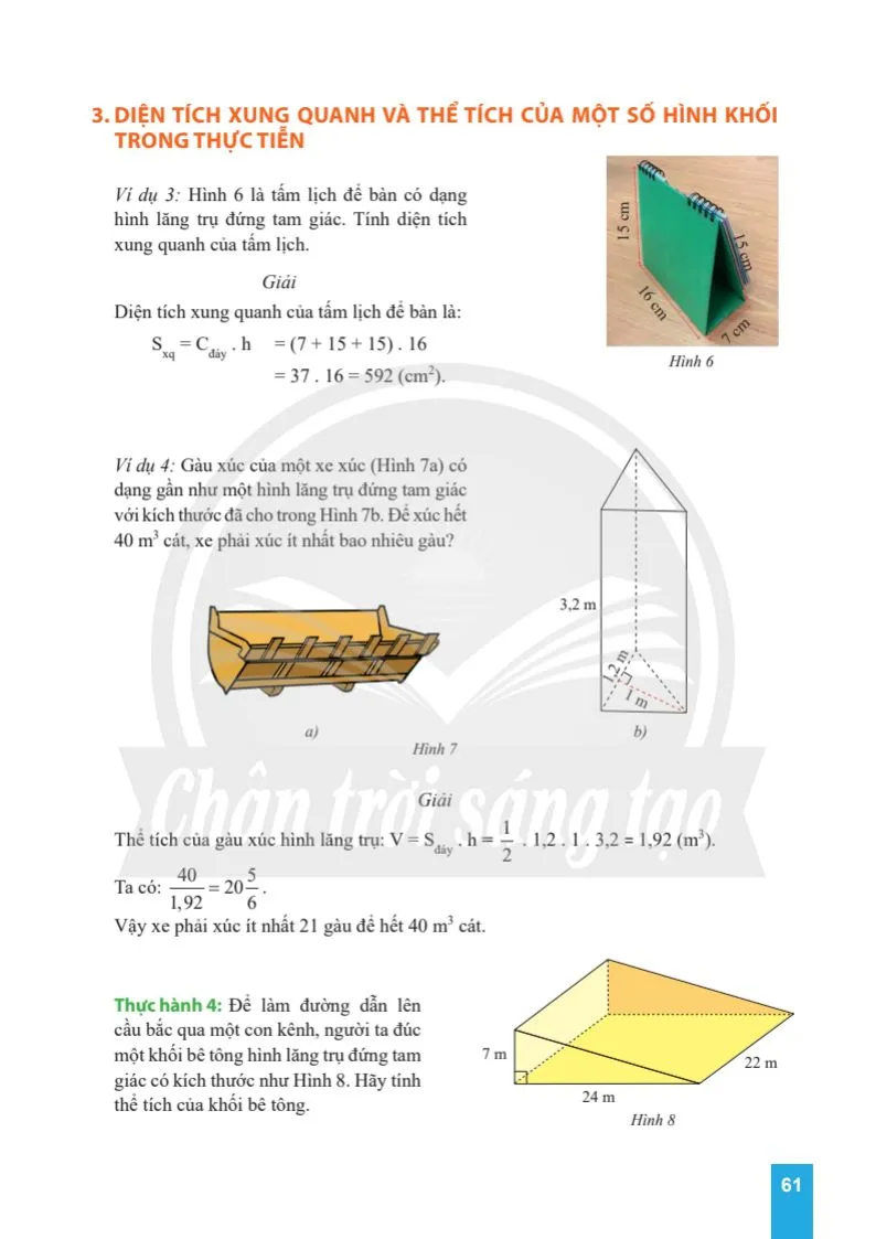 Bài 4. Diện tích xung quanh và thể tích của hình lăng trụ đứng tam giác, lăng trụ đứng tứ giác