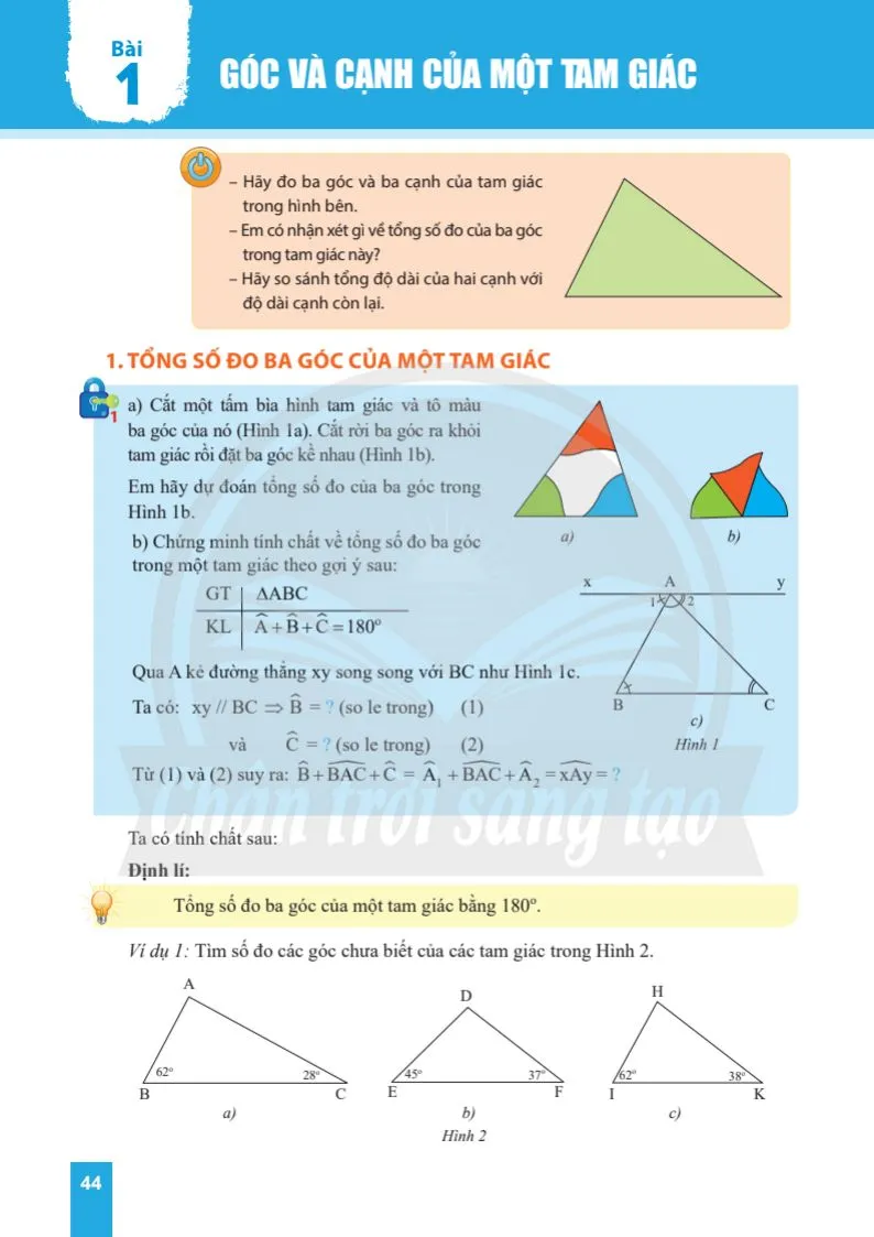 Bài 1. Góc và cạnh của một tam giác