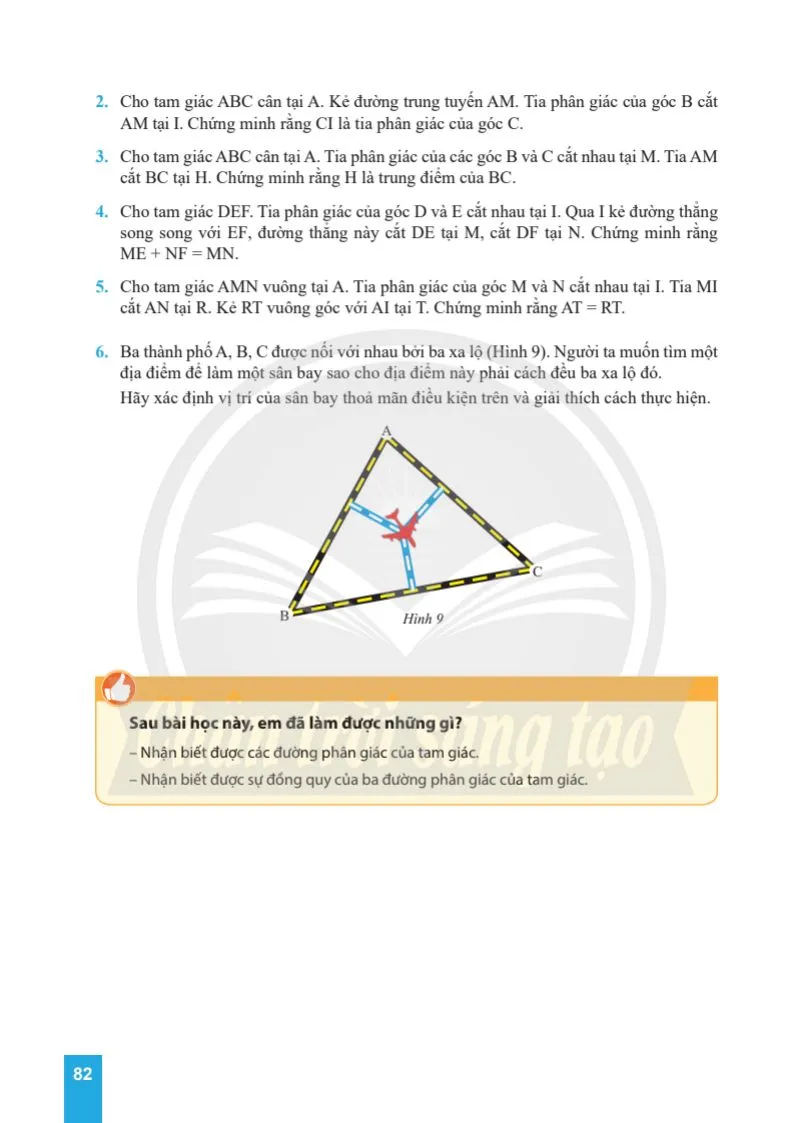 Bài 9. Tỉnh chất ba đường phân giác của tam giác