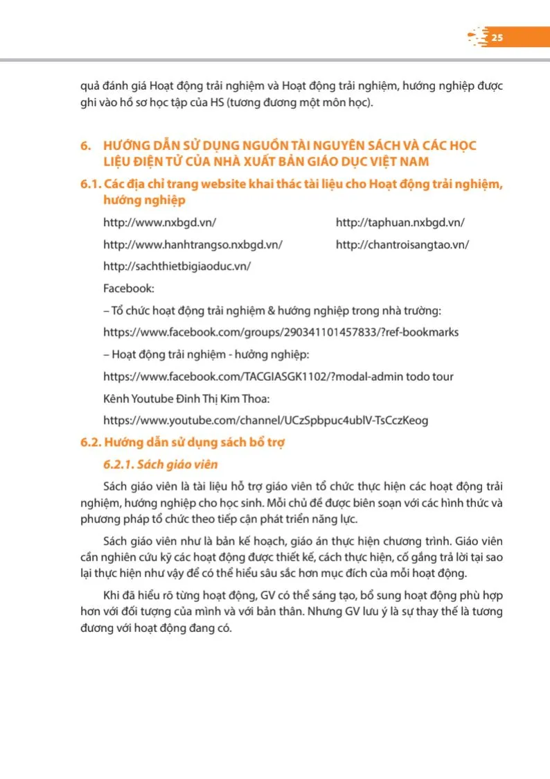 6. Hướng dẫn sử dụng nguồn tài nguyên sách và các học liệu điện tử của Nhà xuất bản Giáo dục Việt Nam