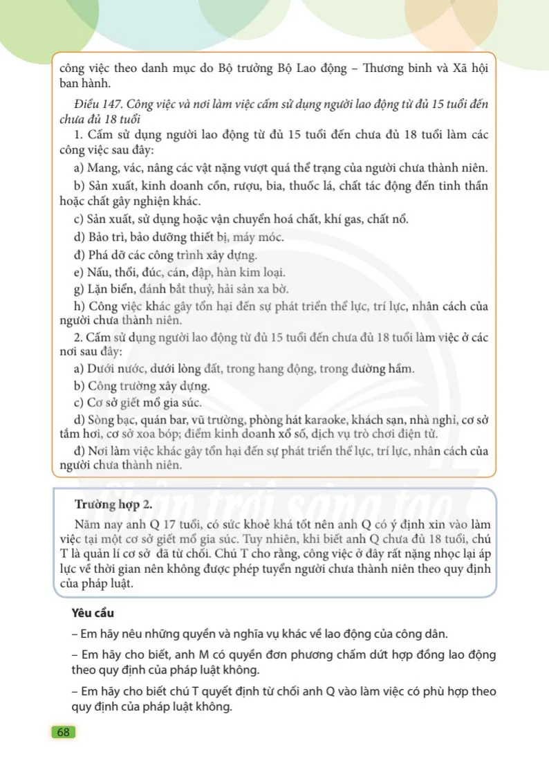 Bài 10: Quyền và nghĩa vụ lao động của công dân