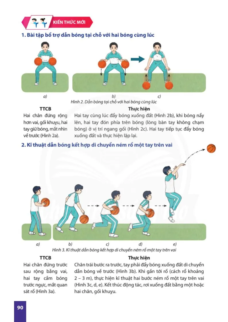 Bài 2: Kĩ thuật dẫn bóng kết hợp di chuyển ném rổ một tay trên vai.