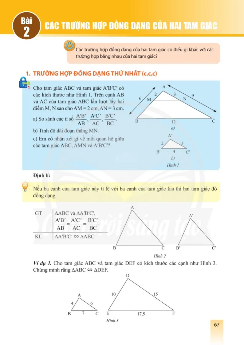 Bài 1. Hai tam giác đồng dạng