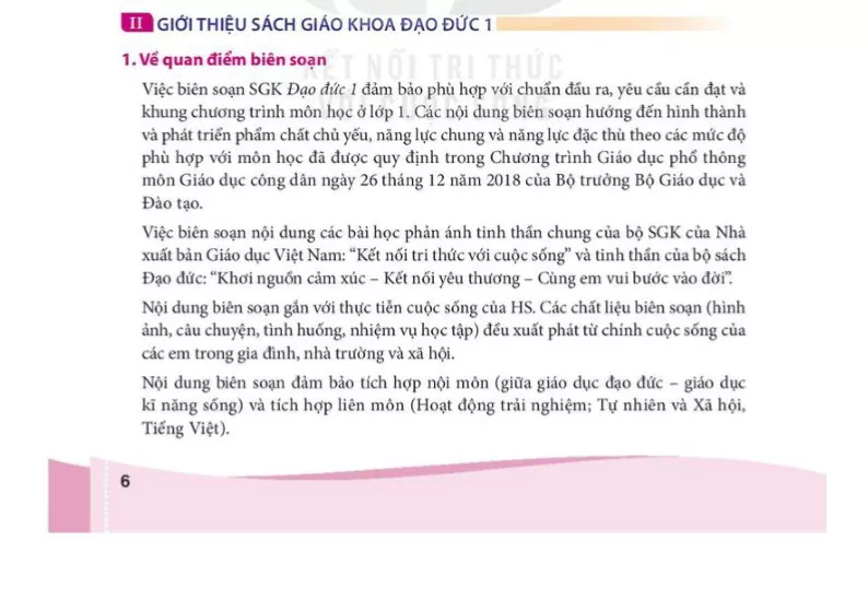 II - GIỚI THIỆU SÁCH GIÁO KHOA ĐẠO ĐỨC 1 