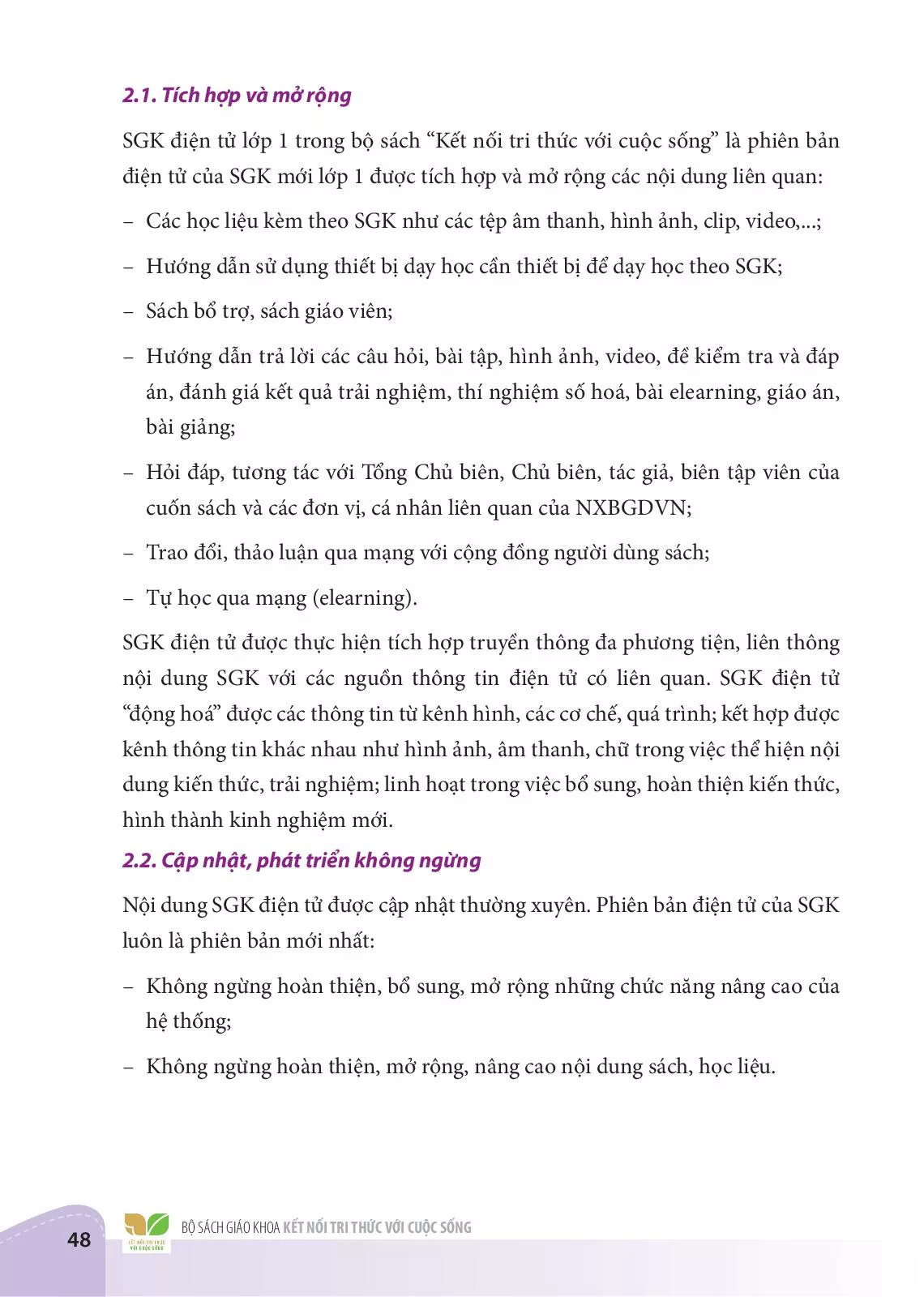 Phụ lục 1: Hệ thống công nghệ thông tin và truyền thông hỗ trợ người dùng bộ sách giáo khoa "Kết nối tri thức với cuộc sống" 