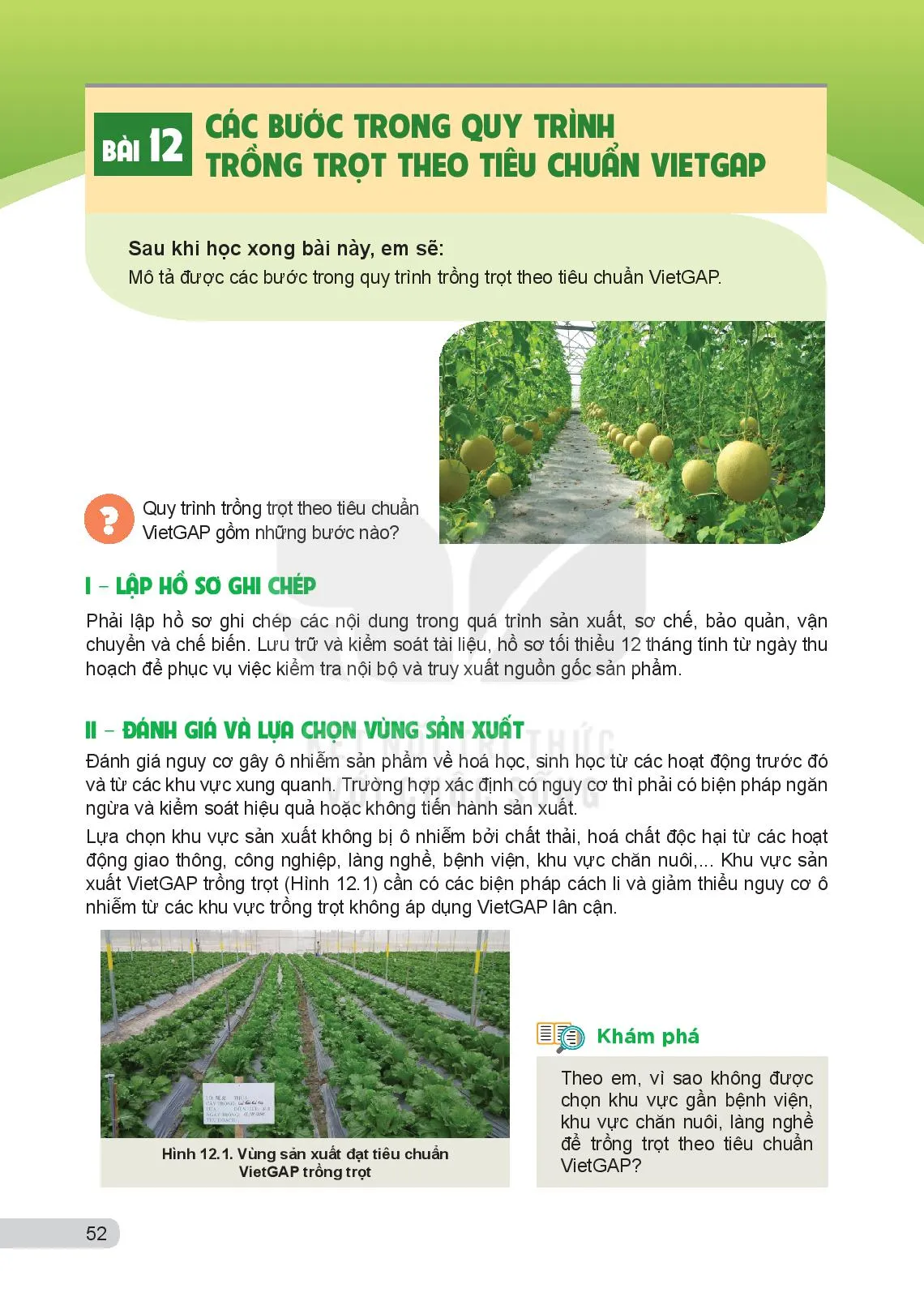 Bài 12. Các bước trong quy trình trồng trọt theo tiêu chuẩn VietGAP