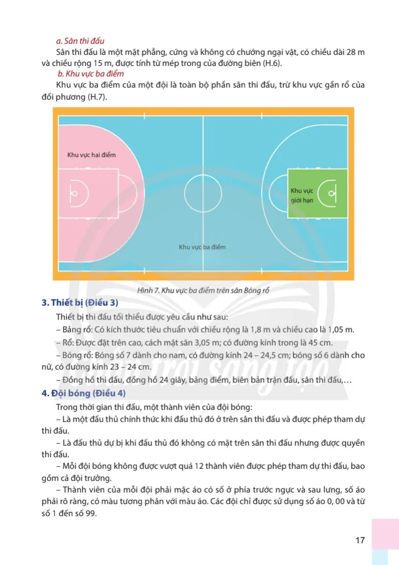 Bài 2: Một số điều luật cơ bản về sân tập, dụng cụ và thi đấu bóng rổ 