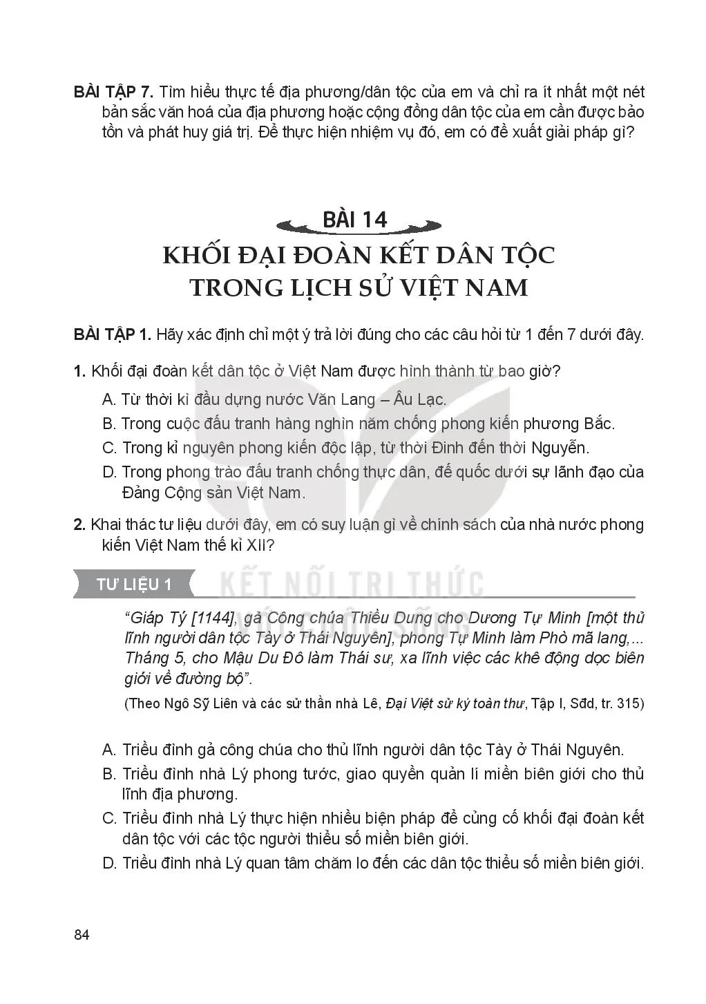Bài 14. Khối đại đoàn kết dân tộc trong lịch sử Việt Nam