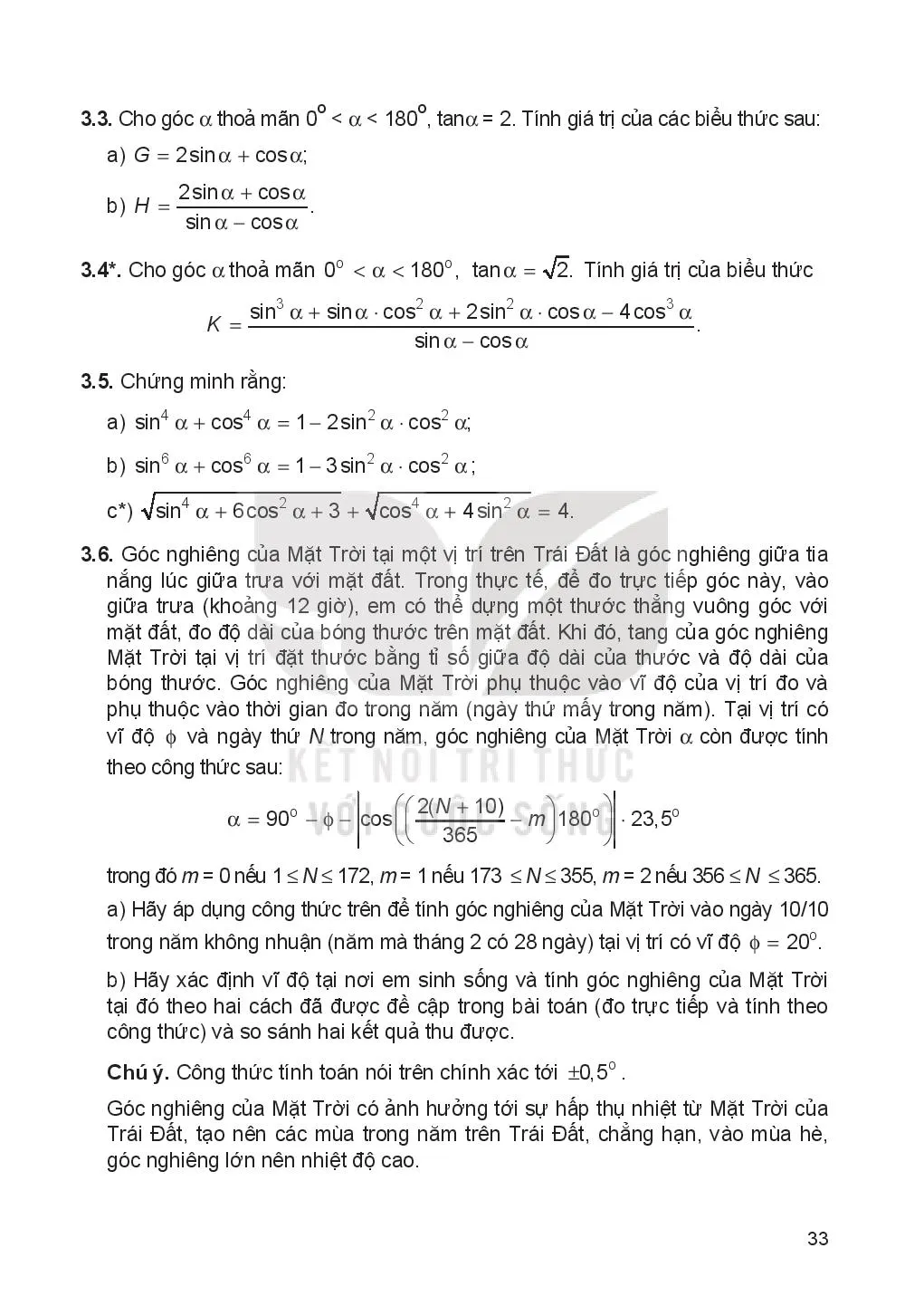 Bài 5. Giá trị lượng giác của một góc từ 0° đến 180°