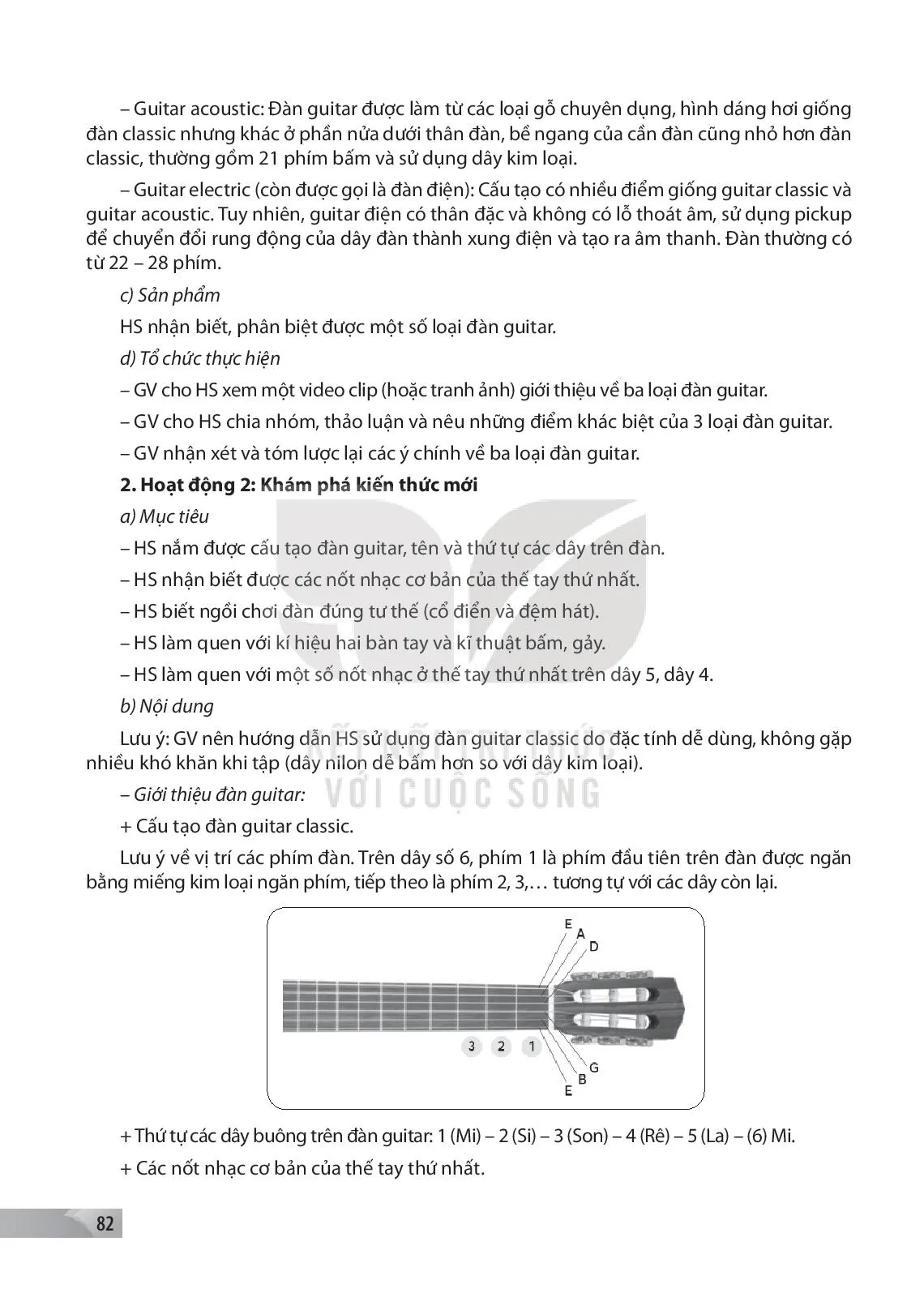 Bài 1. Giới thiệu đàn guitar và kĩ thuật bấm, gảy trên dây 5, dây 4