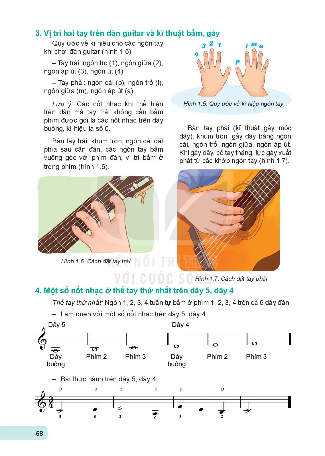Bài 1: Giới thiệu đàn guitar và kĩ thuật bấm, gảy trên dây 5, dây 4
