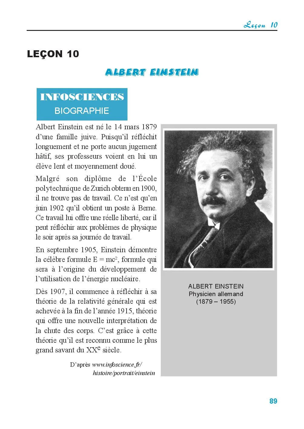 Leçon 10 Albert Einstein