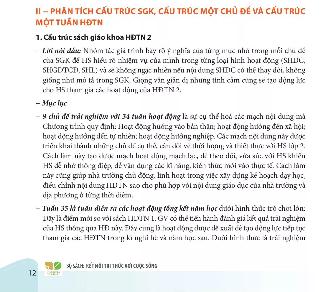 1. Cấu trúc SGK HĐTN 2 