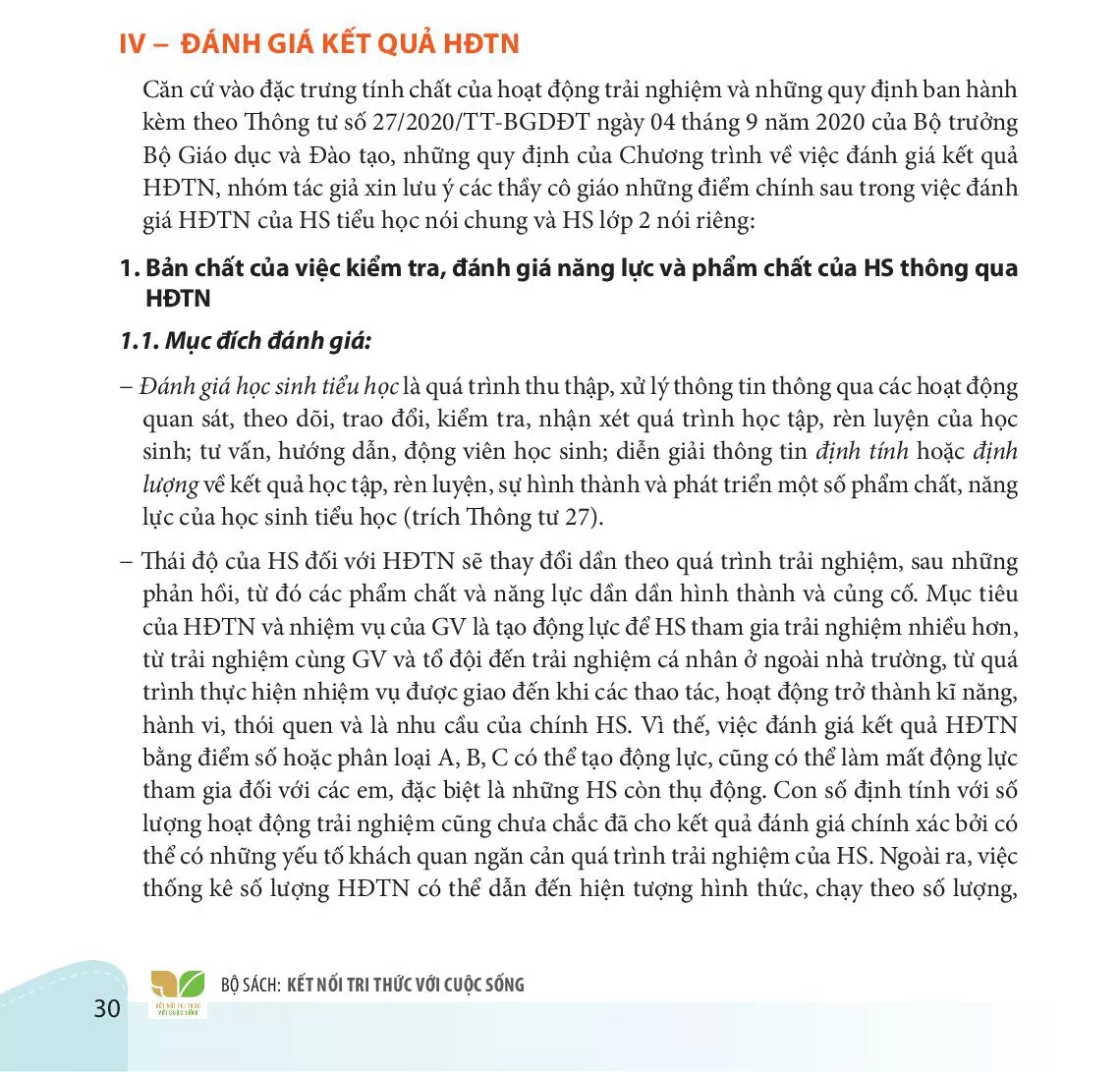 1. Bản chất của việc kiểm tra, đánh giá năng lực và phẩm chất của học sinh thông qua HĐTN 