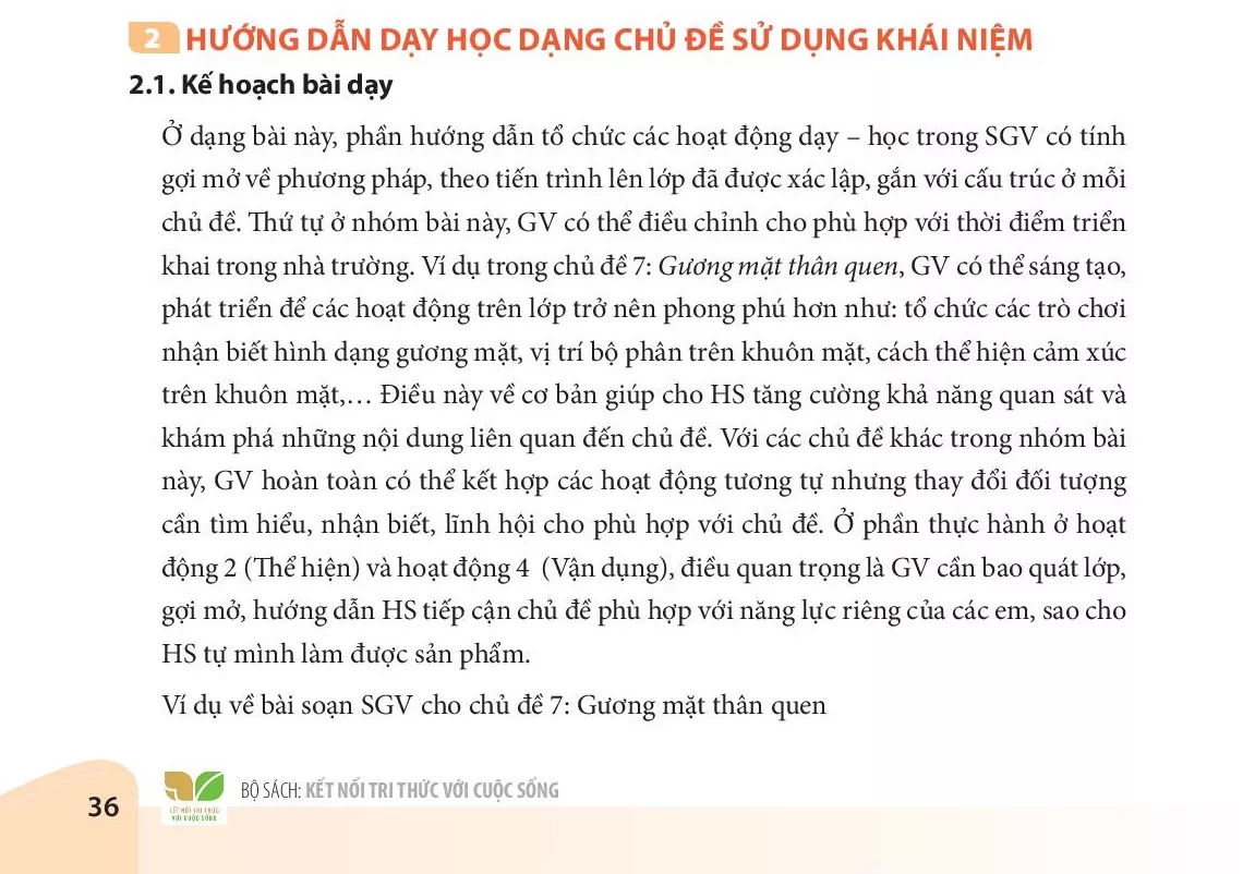 2. HƯỚNG DẪN DẠY HỌC DẠNG CHỦ ĐỀ SỬ DỤNG KHÁI NIỆM