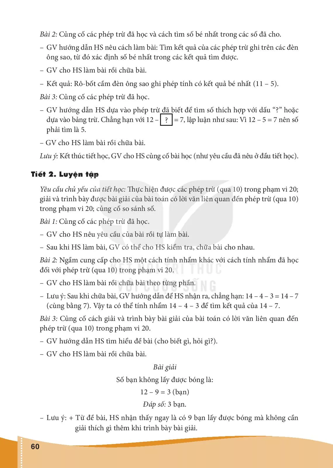 Bài 12. Bảng trừ (qua 10) (2 tiết)